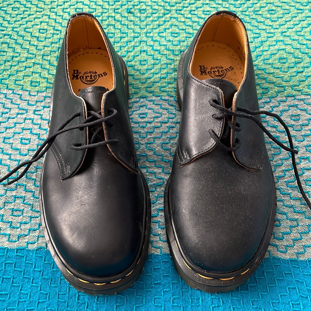 Black Doc Martens Plain Toe Derby.